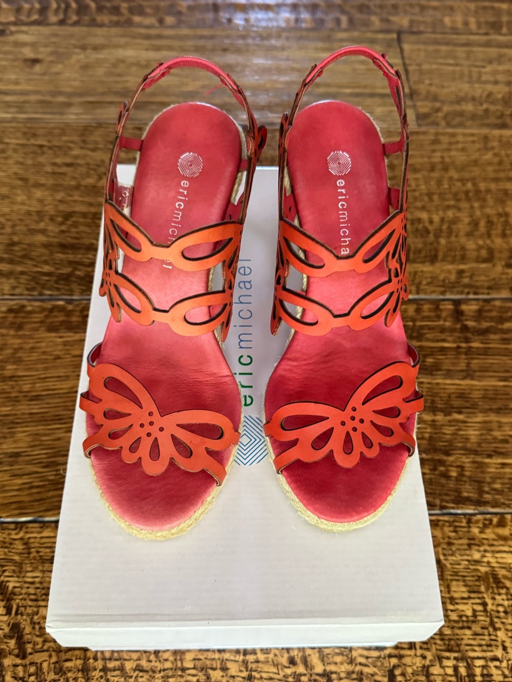 Eric Michael Red Espadrille Wedge Sandals